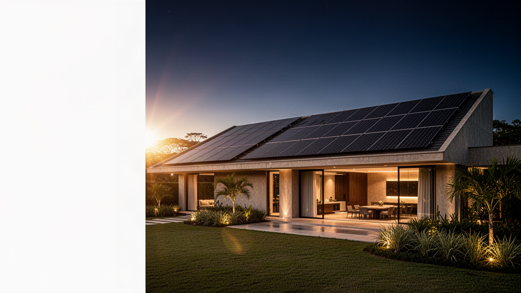 Casa contemporânea com painéis solares